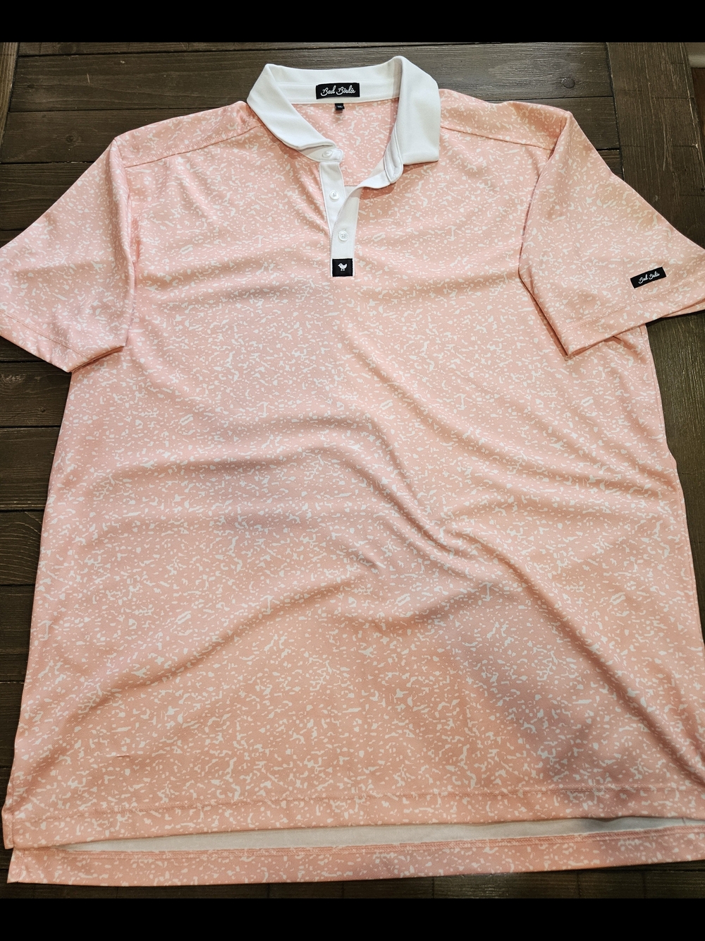 Bad Birdie Light Peach Polo with White Contrast Collar